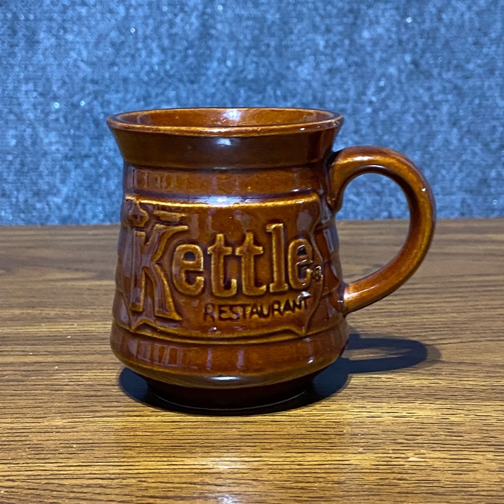 Vintage Ultima Kettle Restaurant Coffee Mug Brown‎ Glazed Beehive Ribbed Ceramic